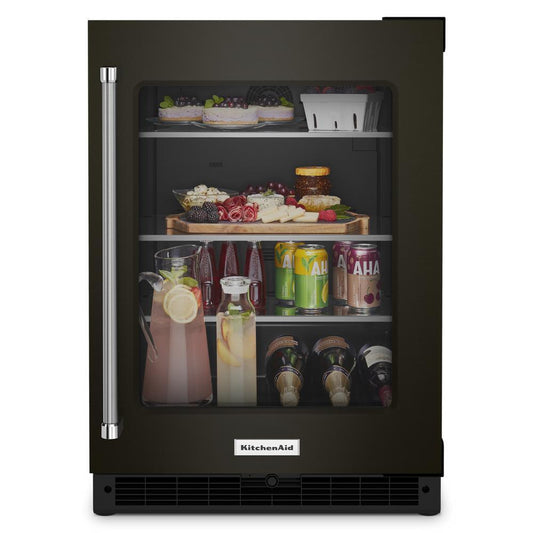Kitchenaid KURR314KBS 24" Undercounter Refrigerator with Glass Door and Shelves with Metallic Accents and PrintShield™ Finish