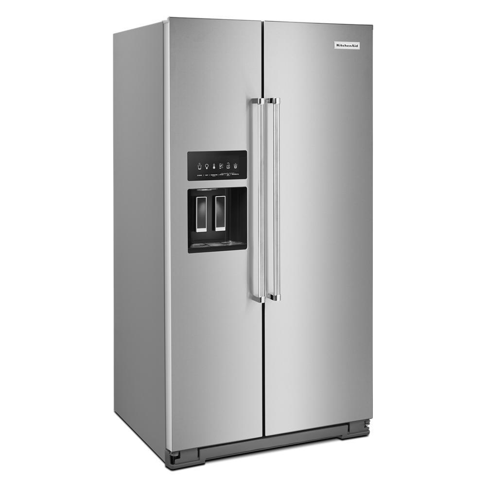 Kitchenaid KRSF705HPS 24.8 cu ft. Side-by-Side Refrigerator with Exterior Ice and Water and PrintShield™ finish