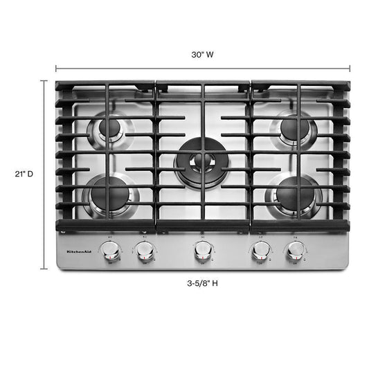 Kitchenaid KCGS550ESS 30" 5-Burner Gas Cooktop