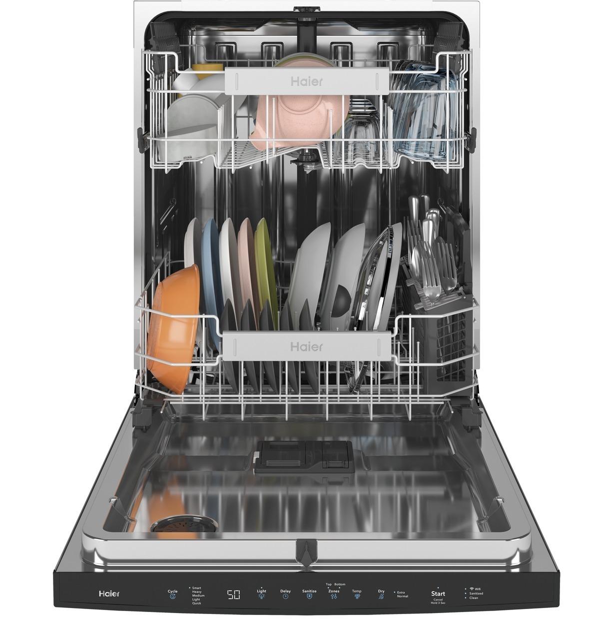 Haier ENERGY STAR® Smart Top Control with Stainless Steel Interior Dishwasher with Sanitize Cycle