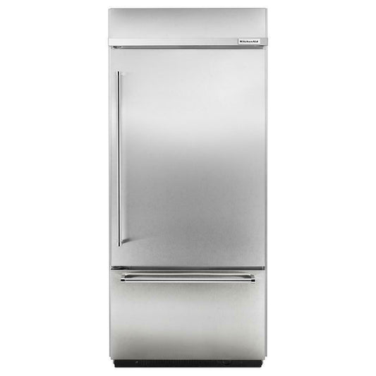Kitchenaid KBBR306ESS 20.9 Cu. Ft. 36" Width Built-In Stainless Bottom Mount Refrigerator with Platinum Interior Design