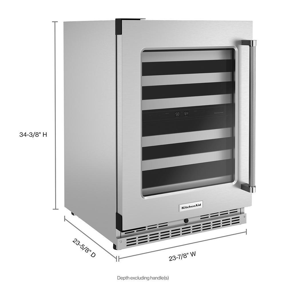 Kitchenaid KUWL314KSS 24" Undercounter Wine Cellar with Glass Door and Metal-Front Racks