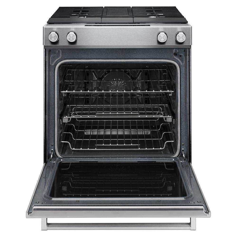 Kitchenaid KSDG950ESS 30-Inch 4-Burner Dual Fuel Downdraft Slide-In Range