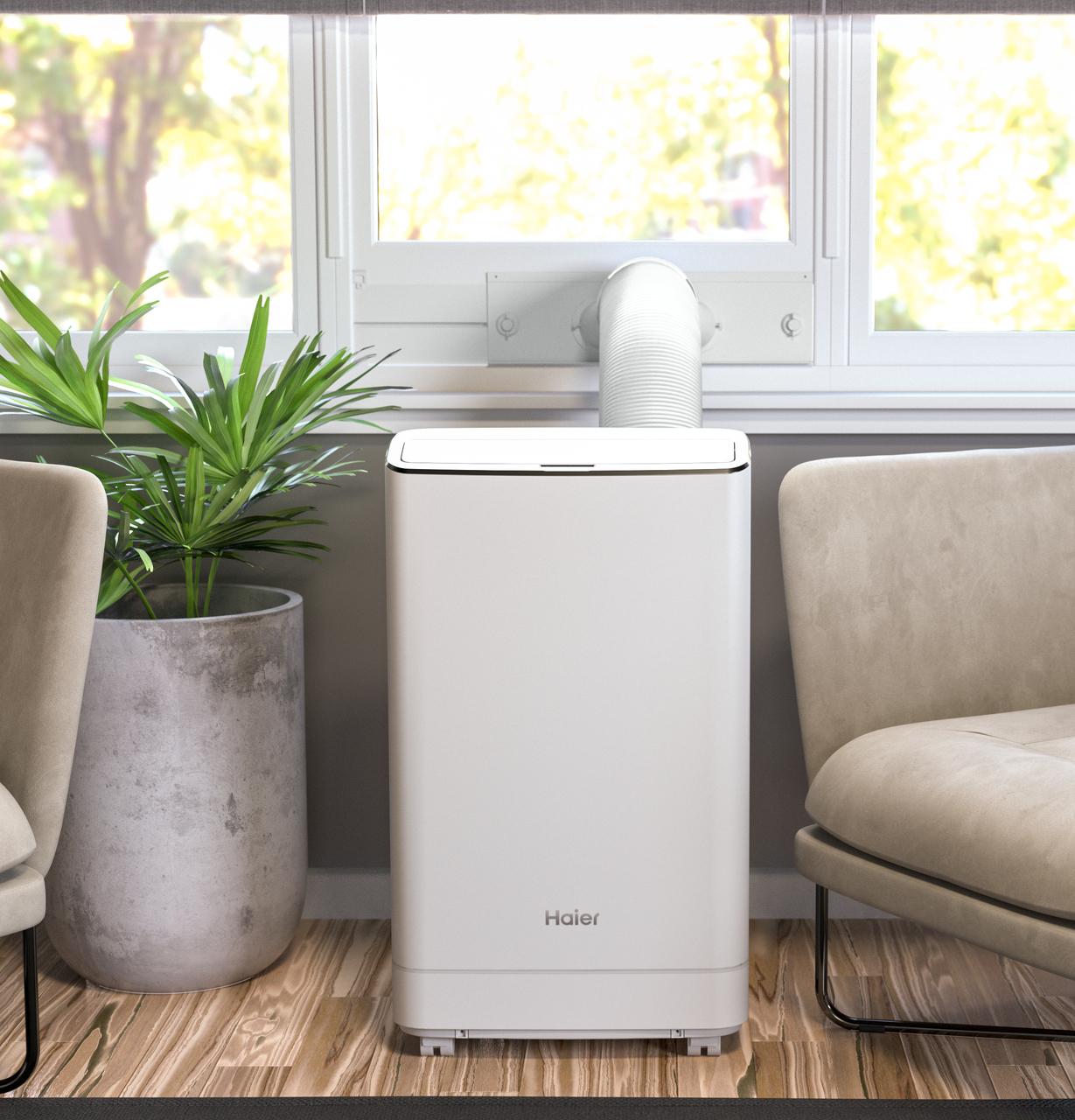 QPCA12YZMW Haier® Portable Air Conditioner with Dehumidifier for Medium Rooms up to 450 sq. ft., 12,000 BTU (8,200 BTU SACC)