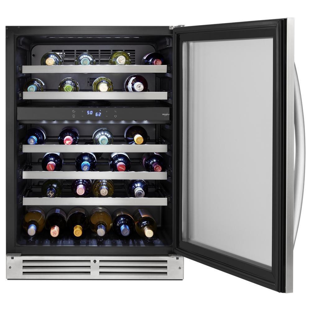 Whirlpool WUW55X24HS 24-inch Wide Undercounter Wine Center with 46-Bottle Wine Storage