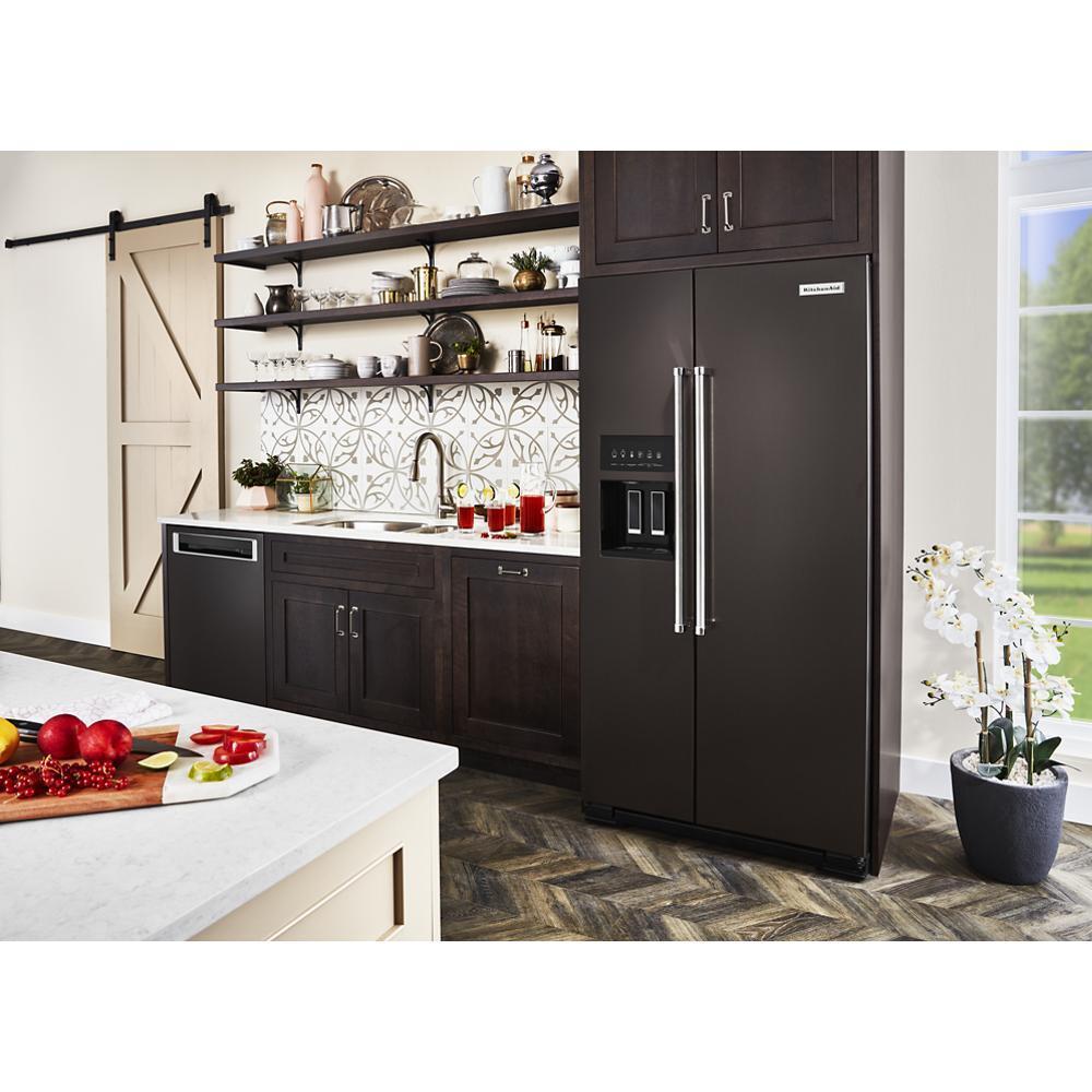 Kitchenaid KRSC703HBS 22.6 cu ft. Counter-Depth Side-by-Side Refrigerator with Exterior Ice and Water and PrintShield™ finish