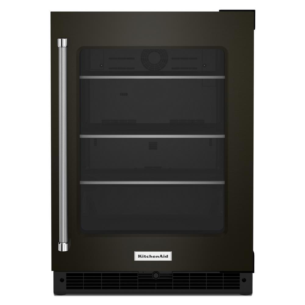 Kitchenaid 24" Undercounter Refrigerator with Glass Door and Shelves with Metallic Accents and PrintShield™ Finish