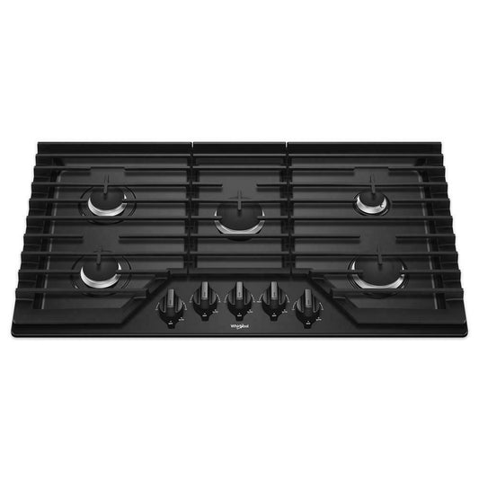 Whirlpool WCG55US6HB 36-inch Gas Cooktop with EZ-2-Lift™ Hinged Cast-Iron Grates