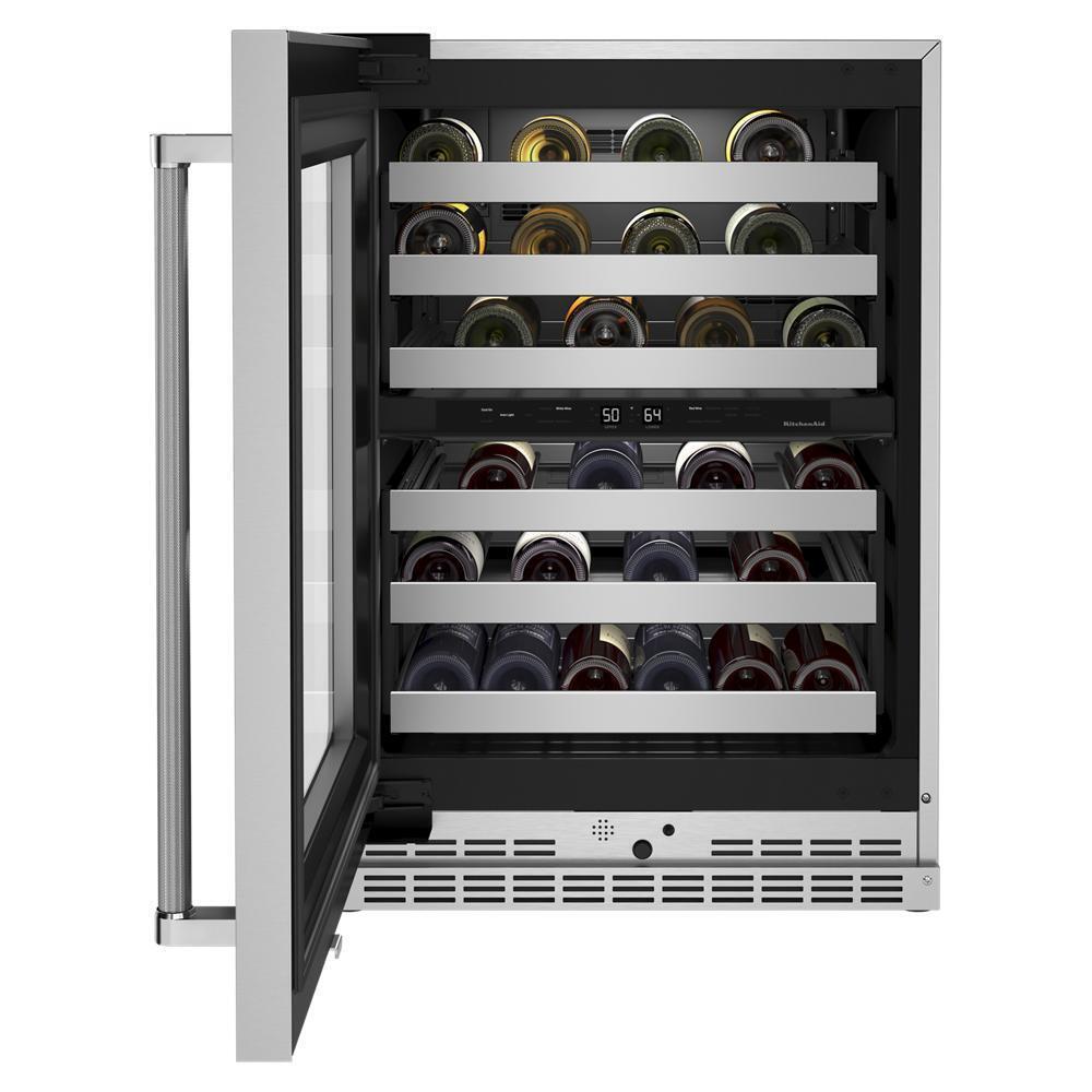 Kitchenaid KUWL314KSS 24" Undercounter Wine Cellar with Glass Door and Metal-Front Racks