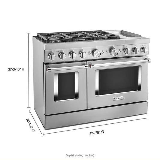 KFDC558JSS KitchenAid® 48'' Smart Commercial-Style Dual Fuel Range with Griddle
