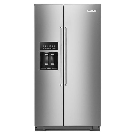 Kitchenaid KRSF705HPS 24.8 cu ft. Side-by-Side Refrigerator with Exterior Ice and Water and PrintShield™ finish