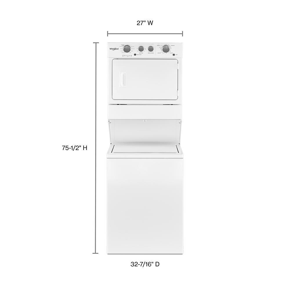 Whirlpool WETLV27HW 3.5 cu.ft Long Vent Electric Stacked Laundry Center 9 Wash cycles and AutoDry™