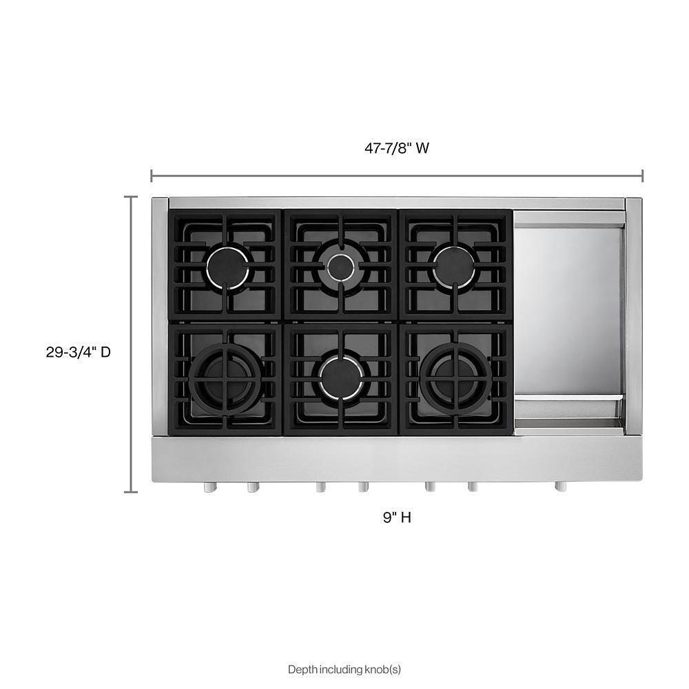 KCGC558JSS KitchenAid® 48'' 6-Burner Commercial-Style Gas Rangetop with Griddle