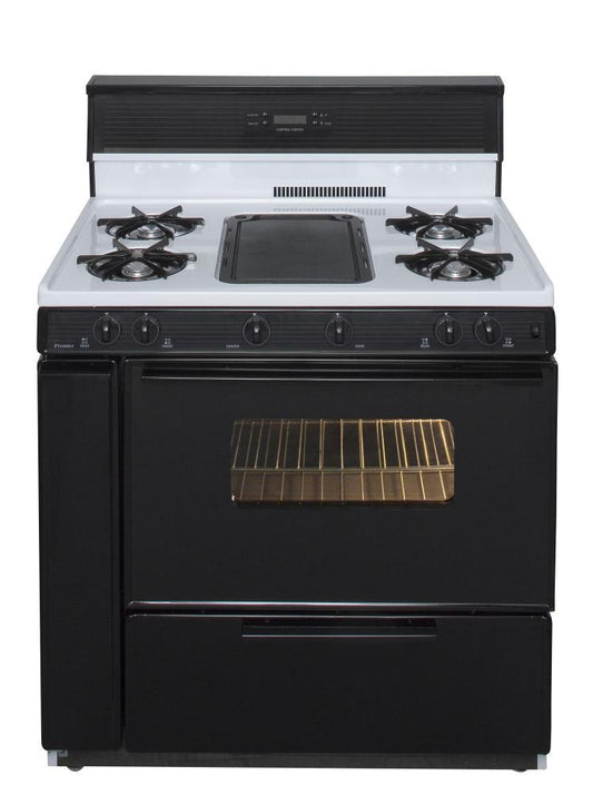 Premier SLK849WP0 36 in. Freestanding Gas Range with 5th Burner and Griddle Package in White