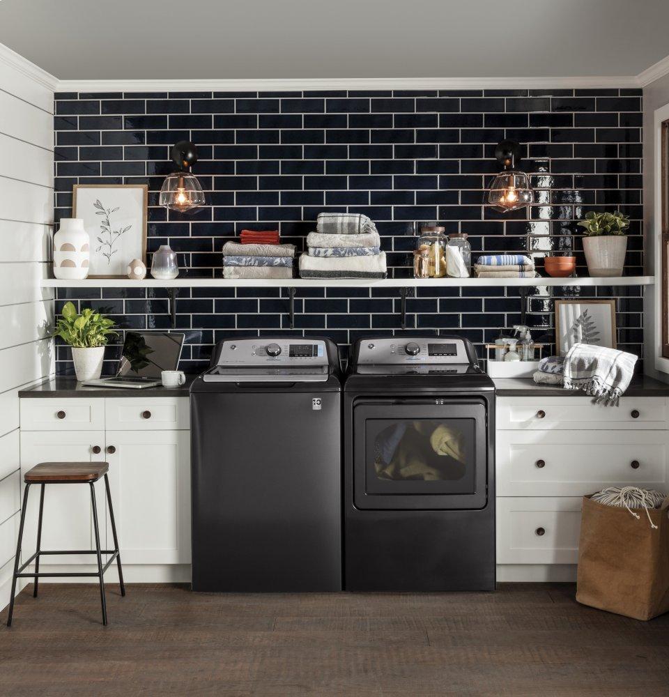 GE® 7.4 cu. ft. Capacity Smart aluminized alloy drum Electric Dryer with Sanitize Cycle and Sensor Dry