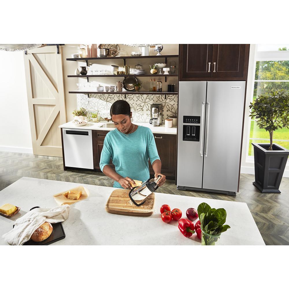 Kitchenaid KRSF705HPS 24.8 cu ft. Side-by-Side Refrigerator with Exterior Ice and Water and PrintShield™ finish