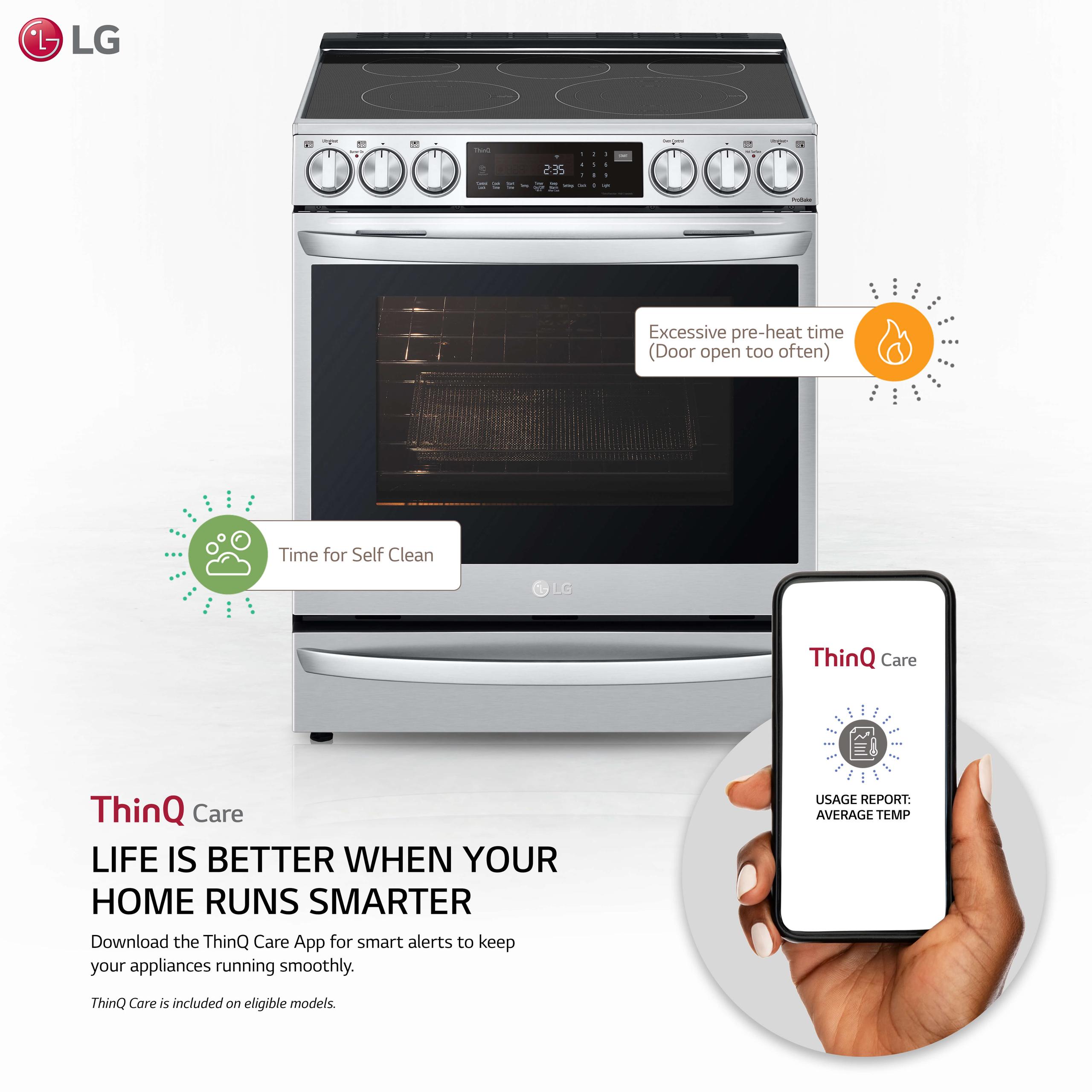 Lg 6.3 cu ft. Smart Wi-Fi Enabled ProBake Convection® InstaView™ Electric Slide-in Range with Air Fry