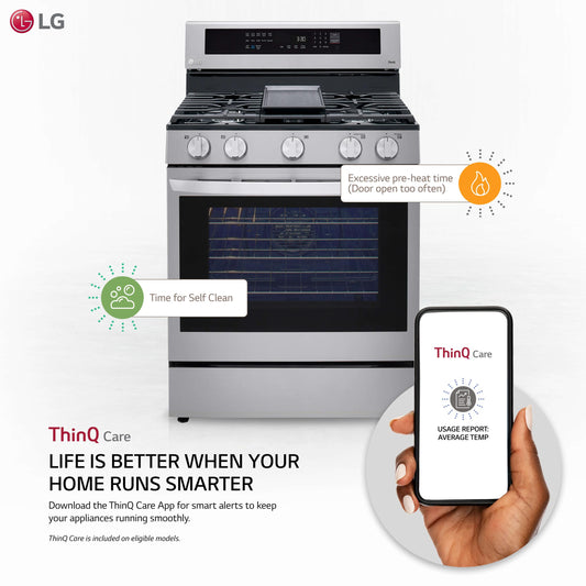 Lg LRGL5825F 5.8 cu ft. Smart Wi-Fi Enabled True Convection InstaView® Gas Range with Air Fry