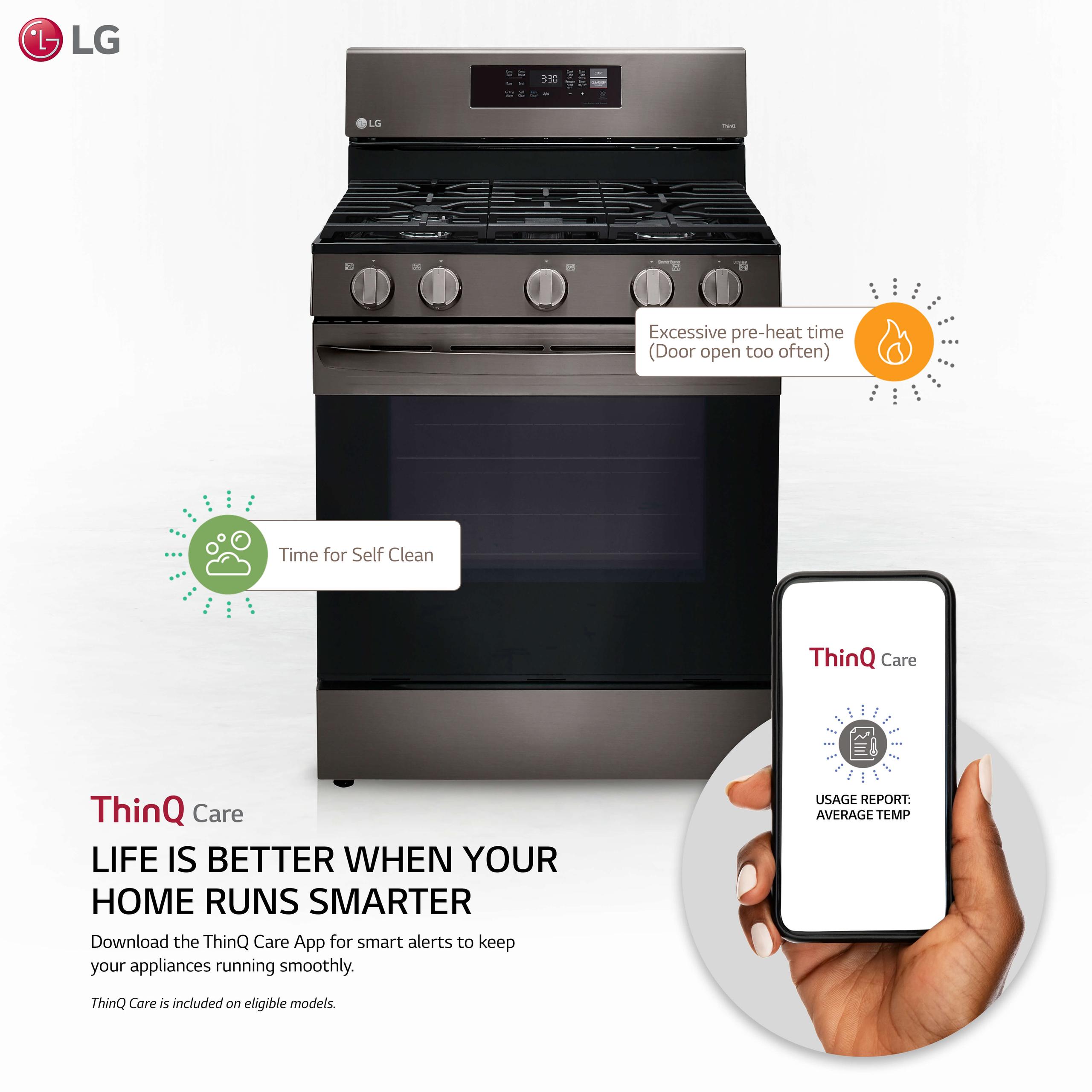 Lg 5.8 cu ft. Smart Wi-Fi Enabled Fan Convection Gas Range with Air Fry