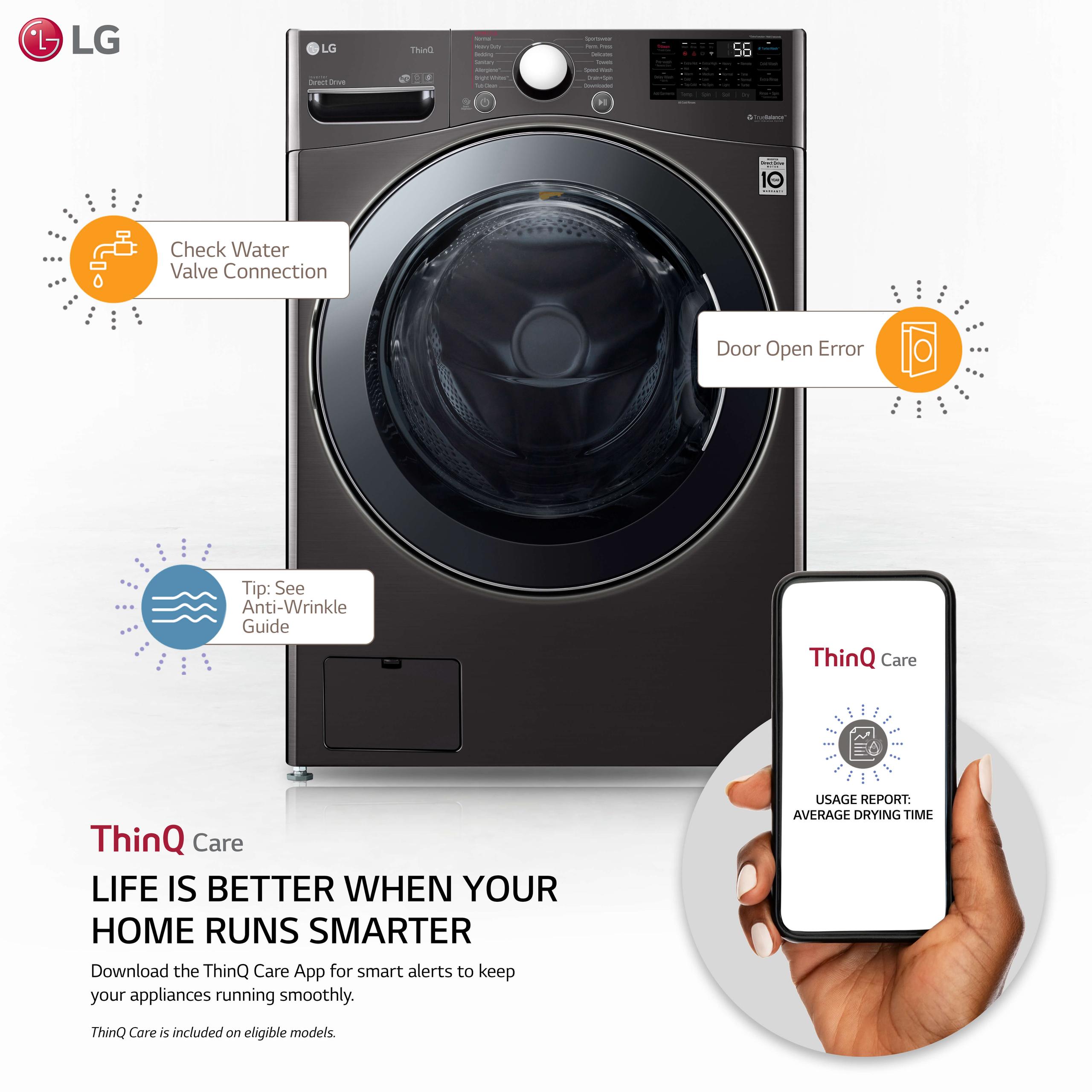 Lg 4.5 cu.ft. Smart Wi-Fi Enabled All-In-One Washer/Dryer with TurboWash® Technology