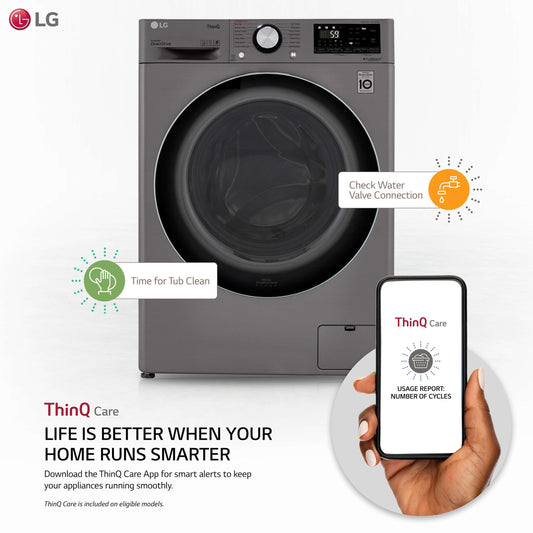 Lg WM3555HVA 2.4 cu. ft. Smart Wi-Fi Enabled Compact Front Load All-In-One Washer/Dryer Combo with Built-In Intelligence