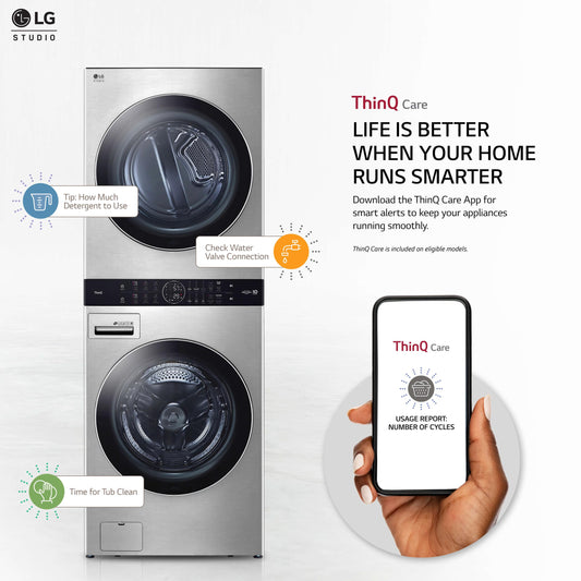 LG STUDIO Single Unit Front Load WashTower™ with Center Control™ 5.0 cu. ft. Washer and 7.4 cu. ft. Electric Dryer