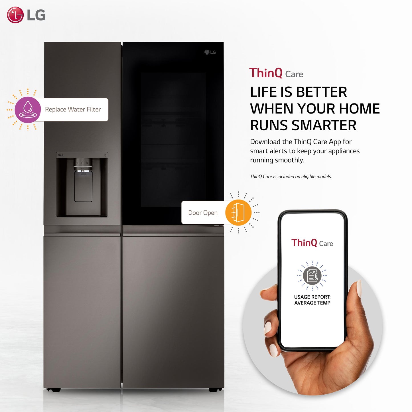 Lg LRSOC2306D 23 cu. ft. Side-By-Side Counter-Depth InstaView® Refrigerator with Craft Ice™