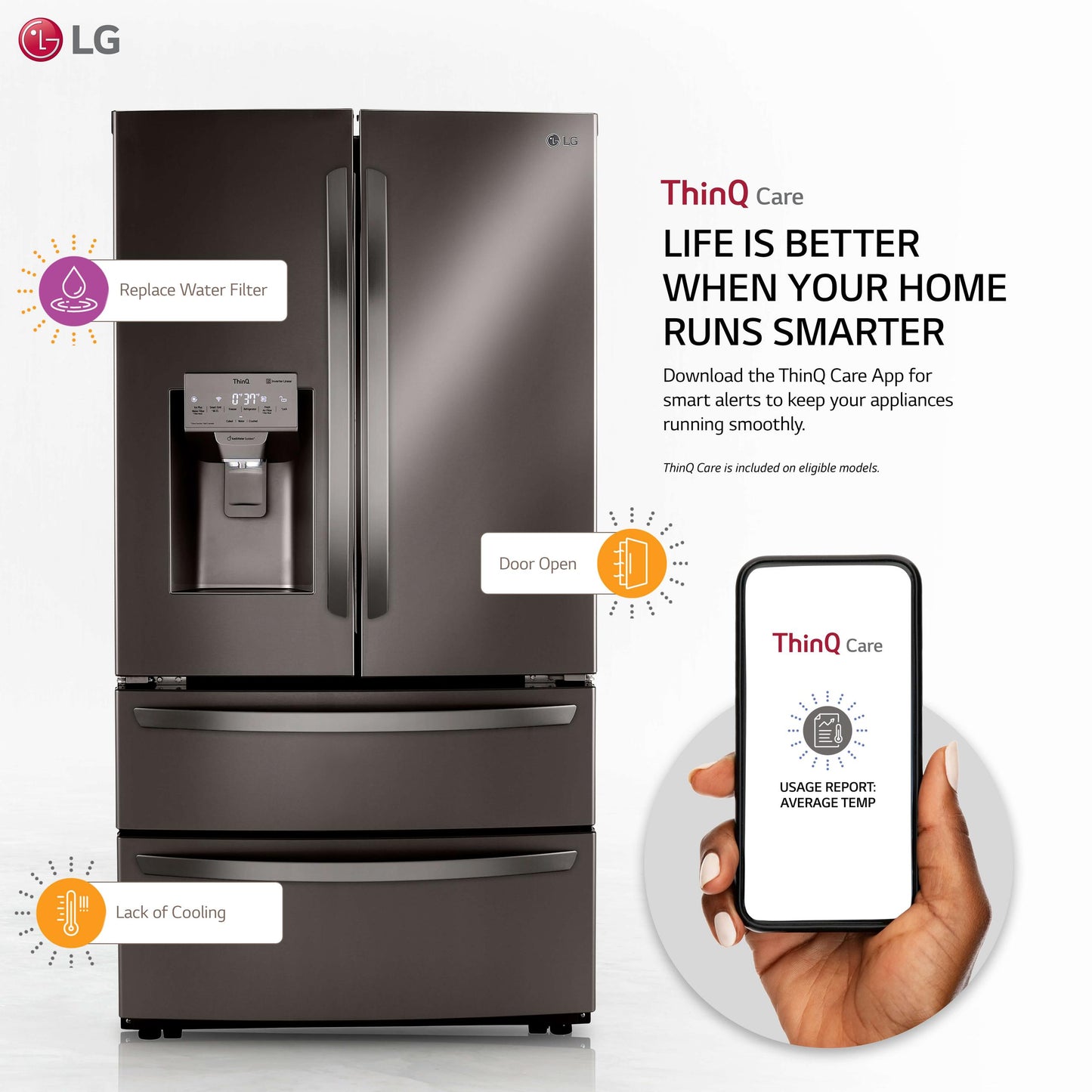 Lg LRMXC2206D 22 cu. ft. Smart Counter Depth Double Freezer Refrigerator with Craft Ice™