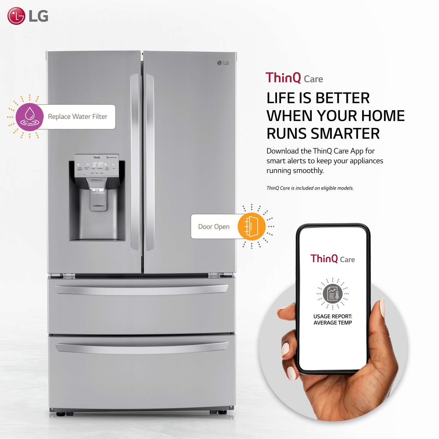 Lg 22 cu ft. Smart Counter Depth Double Freezer Refrigerator