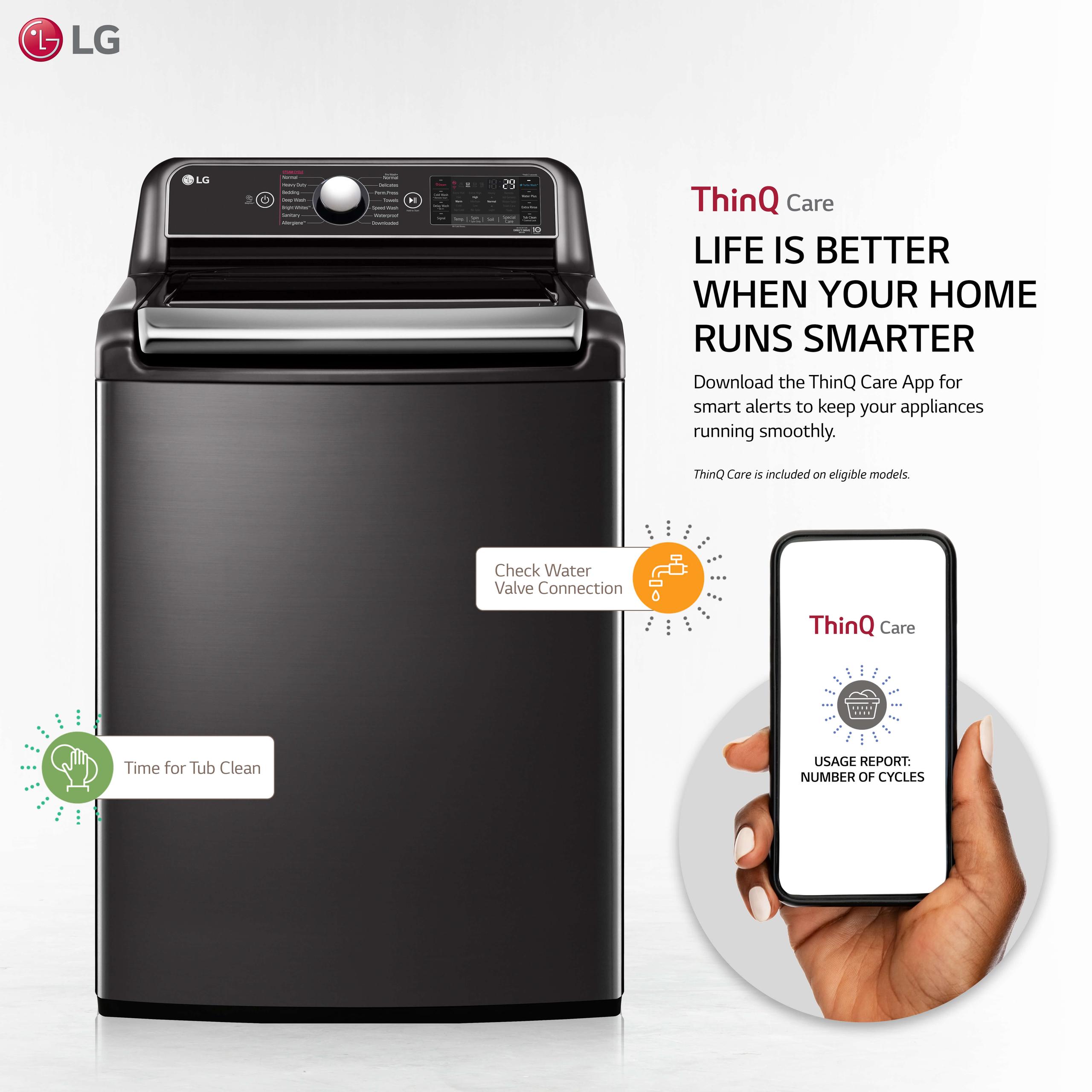 Lg 5.5 cu.ft. Smart wi-fi Enabled Top Load Washer with TurboWash3D™ Technology