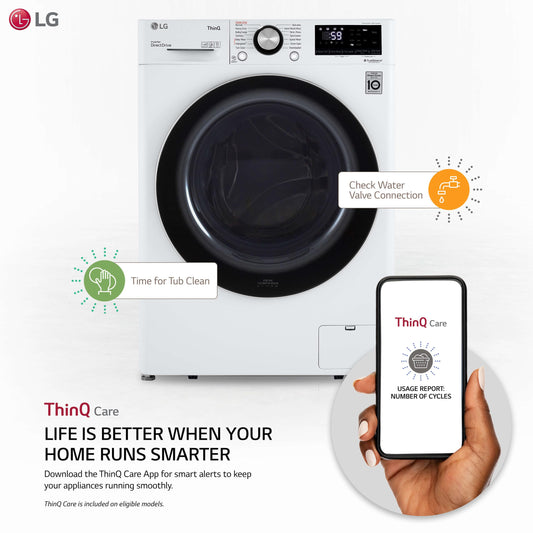 Lg WM1455HWA 2.4 cu. ft. Smart Wi-Fi Enabled Compact Front Load Washer with Built-In Intelligence