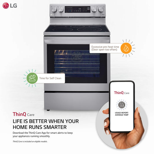 Lg LREL6325F 6.3 cu. ft. Smart Wi-Fi Enabled True Convection InstaView® Electric Range with Air Fry