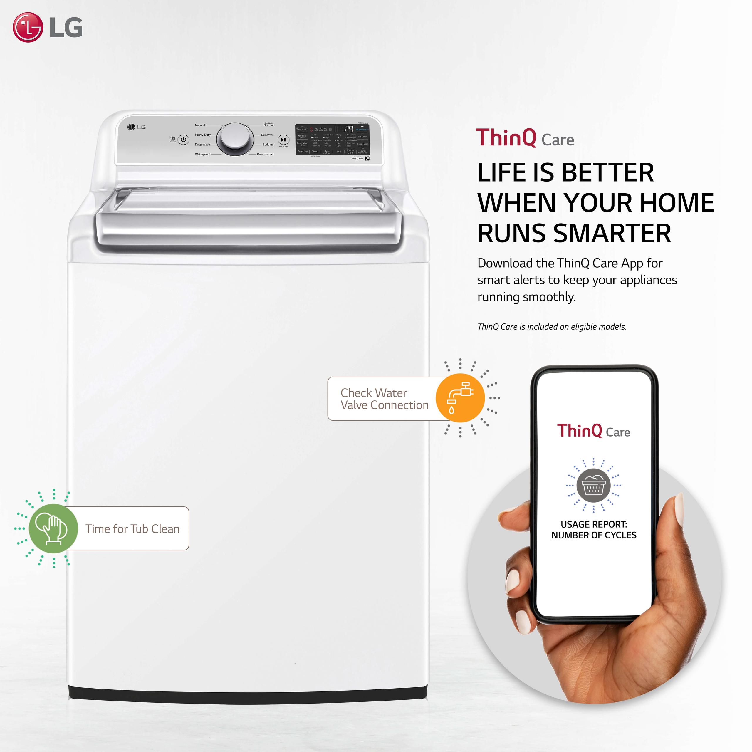 Lg 5.5 cu.ft. Mega Capacity Smart wi-fi Enabled Top Load Washer with TurboWash3D™ Technology