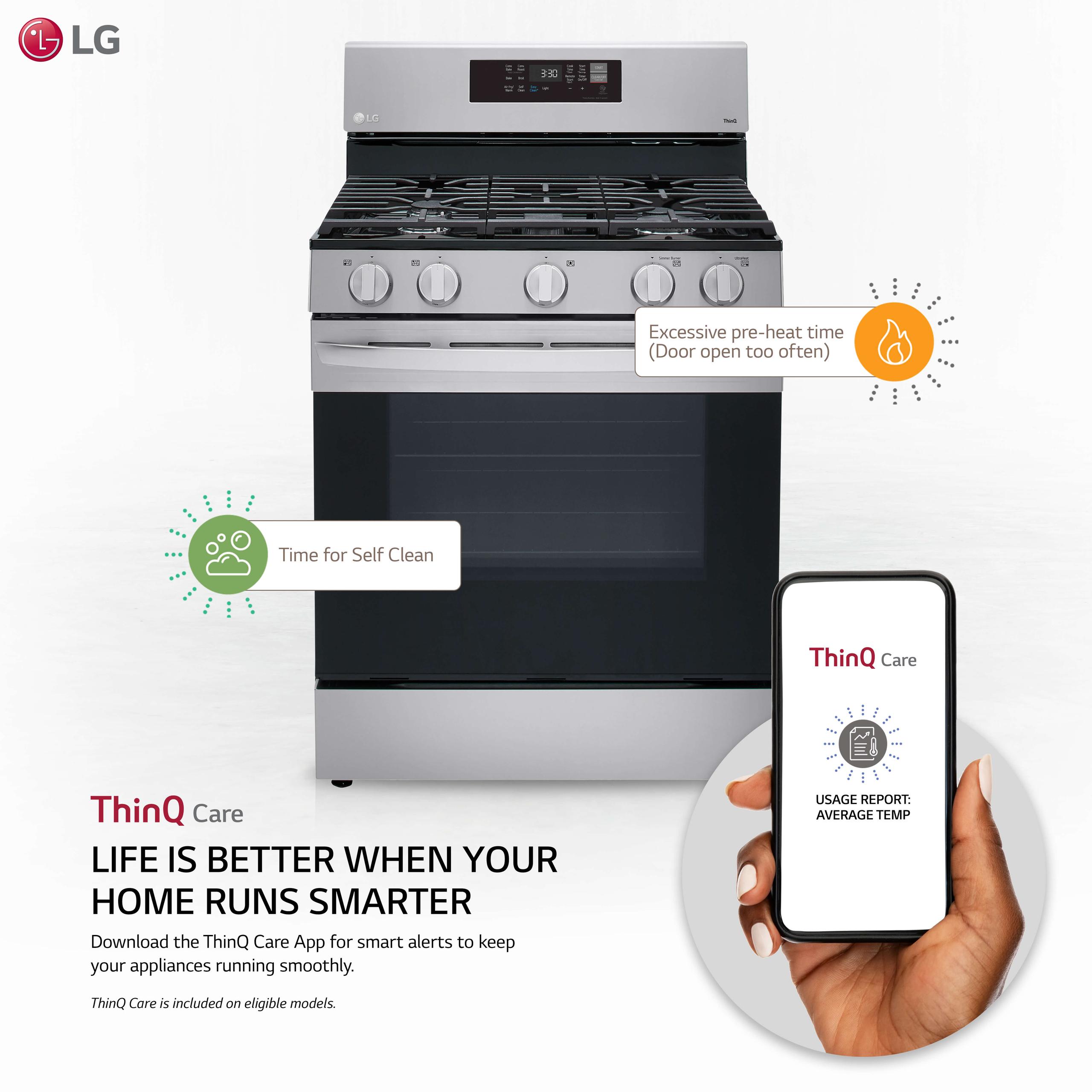 Lg 5.8 cu ft. Smart Wi-Fi Enabled Fan Convection Gas Range with Air Fry