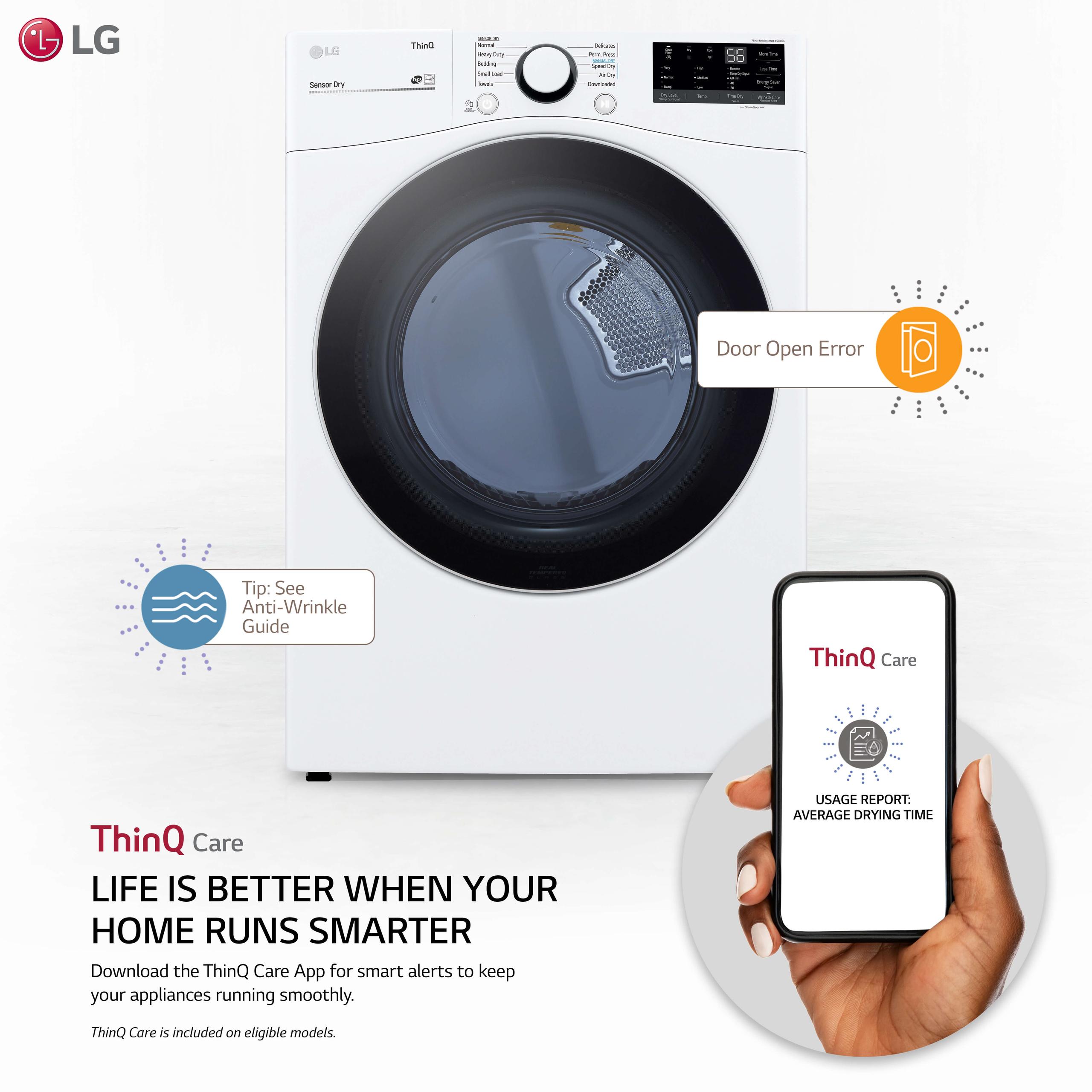 7.4 cu. ft. Ultra Large Capacity Smart wi-fi Enabled Front Load Electric Dryer with Built-In Intelligence