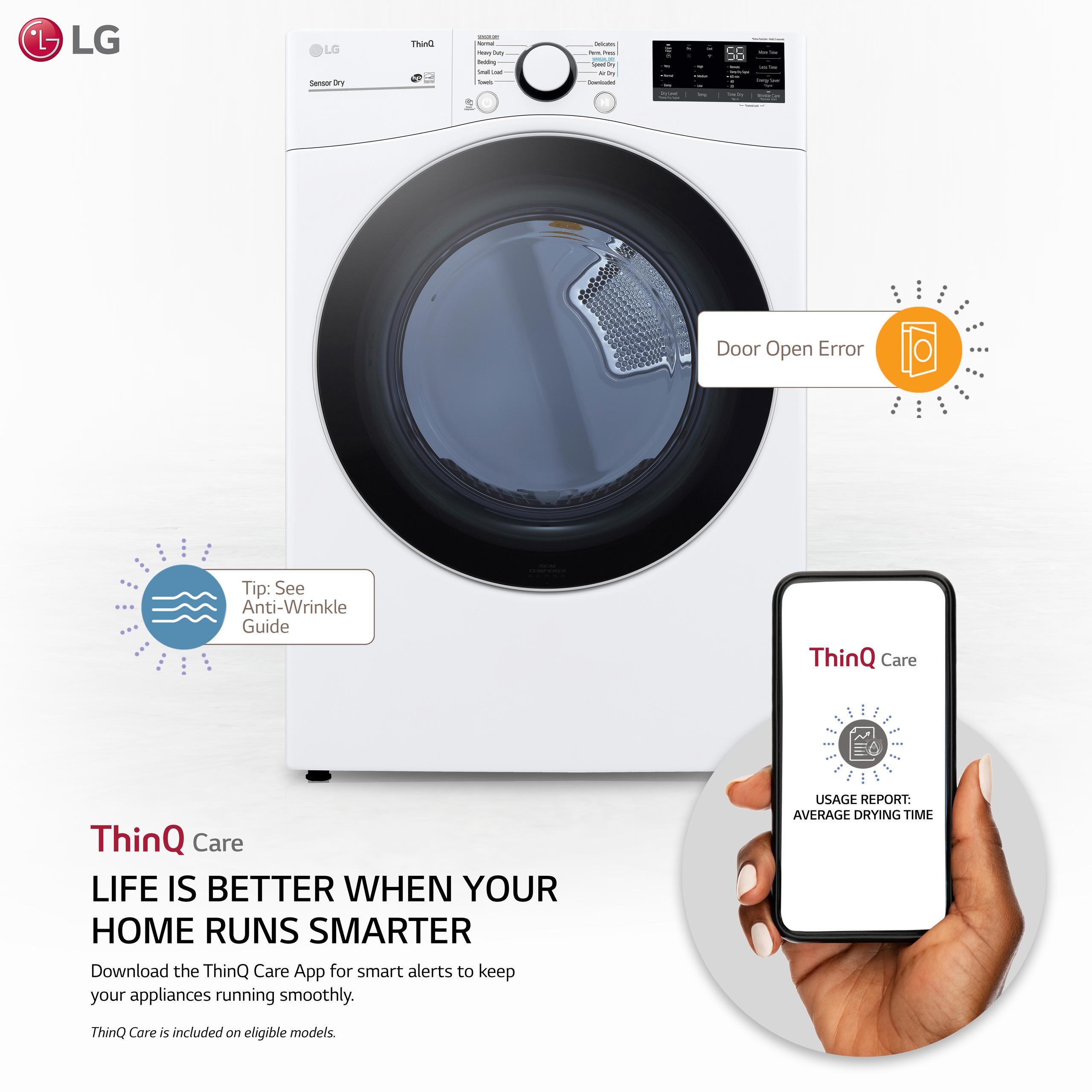 7.4 cu. ft. Ultra Large Capacity Smart wi-fi Enabled Front Load Gas Dryer with Built-In Intelligence