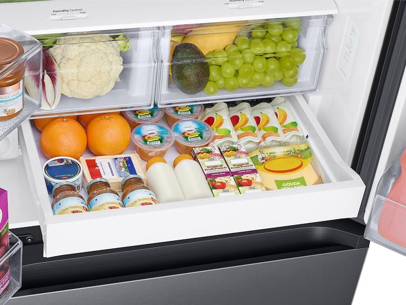 22 cu. ft. Smart 3-Door French Door Refrigerator with External Water Dispenser in Fingerprint Resistant Black Stainless Steel