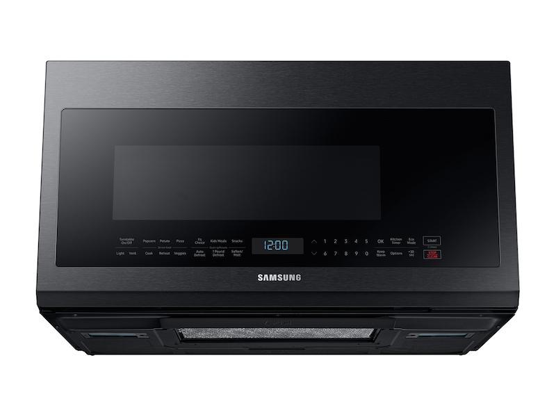SAMSUNG 2.1 cu. ft. Over-the-Range Microwave with Sensor Cooking in Fingerprint Resistant Black Stainless Steel