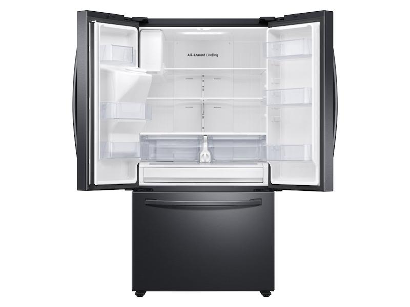 SAMSUNG 26.5 cu. ft. Large Capacity 3-Door French Door Refrigerator with Family Hub(TM) and External Water & Ice Dispenser in Black Stainless Steel