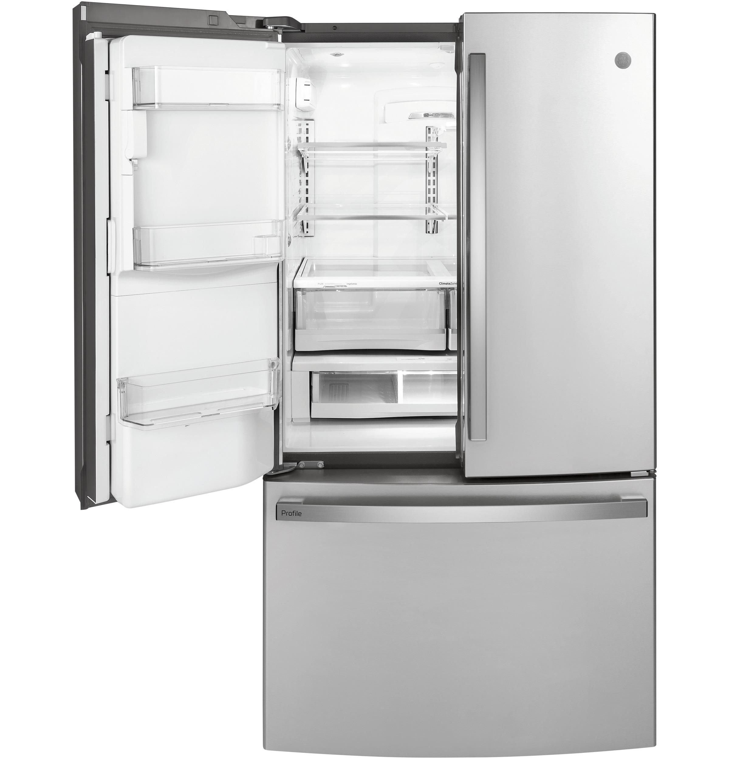 PYD22KYNFS GE Profile™ 22.1 Cu. Ft. Counter-Depth Fingerprint Resistant French-Door Refrigerator with Door In Door and Hands-Free AutoFill