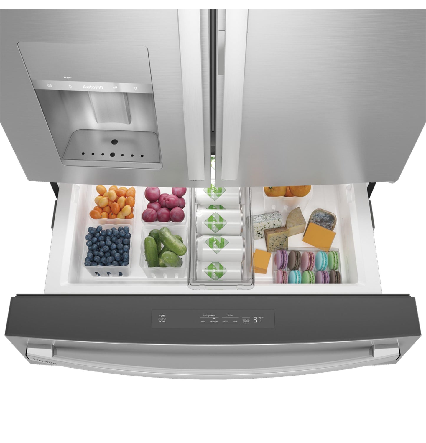 PVD28BYNFS GE Profile™ ENERGY STAR® 27.9 Cu. Ft. Smart Fingerprint Resistant 4-Door French-Door Refrigerator with Door In Door