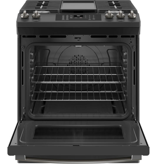 GE® 30" Slide-In Front-Control Convection Gas Range with No Preheat Air Fry