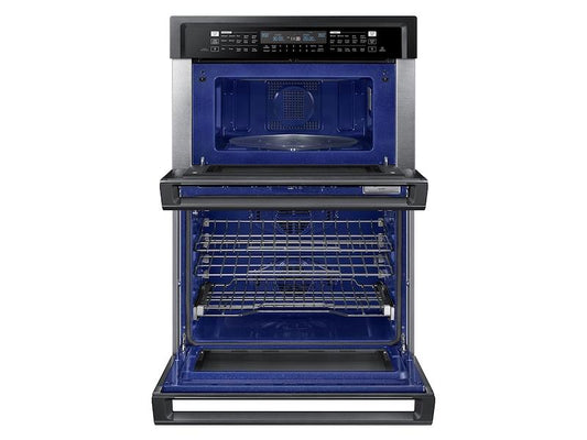 Samsung 30" Smart Microwave Combination Wall Oven with Steam Cook in Black Stainless Steel