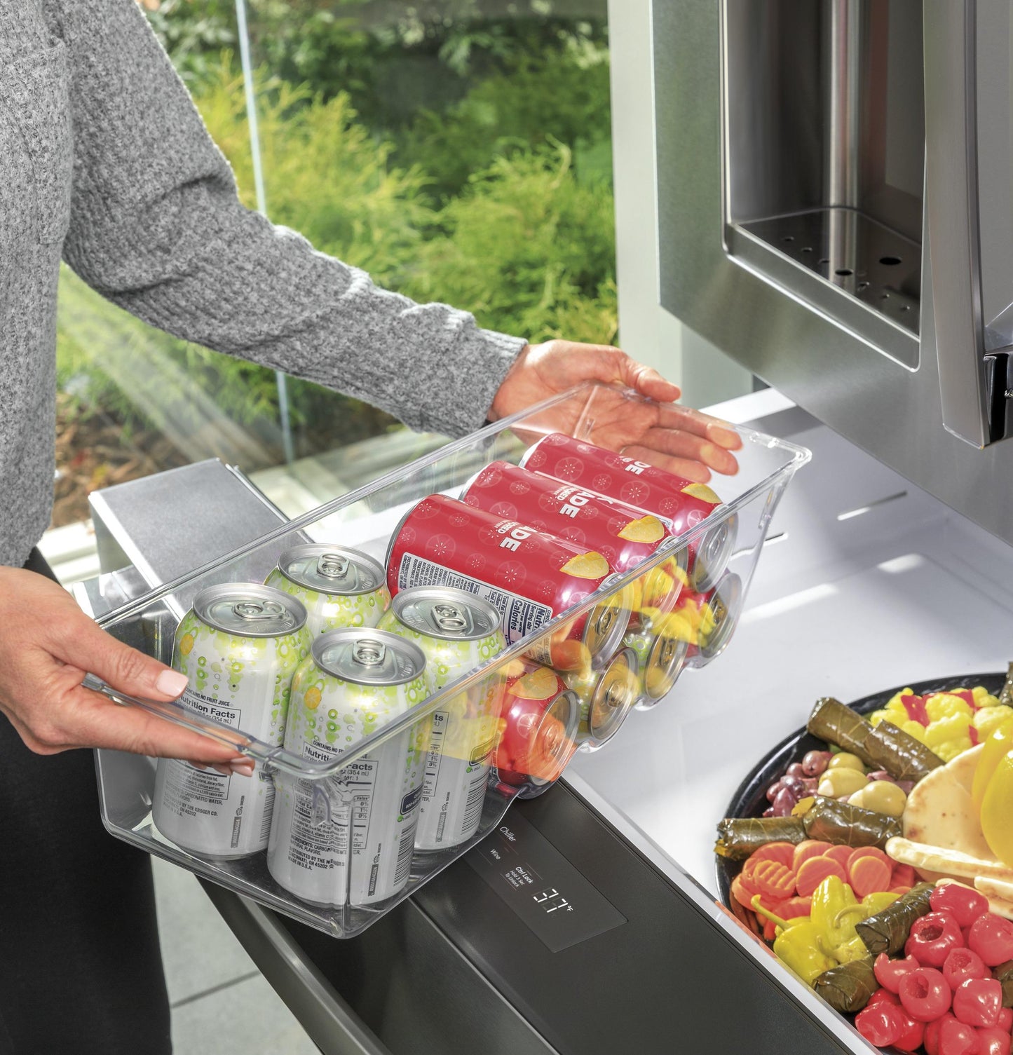 PVD28BYNFS GE Profile™ ENERGY STAR® 27.9 Cu. Ft. Smart Fingerprint Resistant 4-Door French-Door Refrigerator with Door In Door