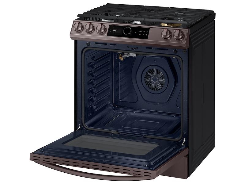 Bespoke Smart Slide-in Gas Range 6.0 cu. ft. with Smart Dial, Air Fry & Wi-Fi in Tuscan Steel