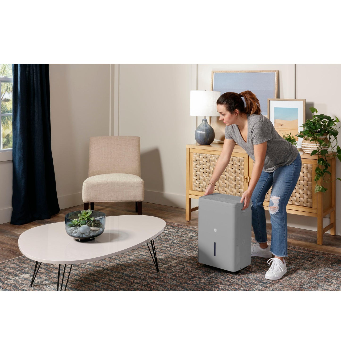 GE® 50 Pint ENERGY STAR® Portable Dehumidifier with Smart Dry for Wet Spaces