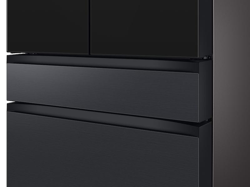 Samsung RF29BB89008MAA Bespoke 4-Door French Door Refrigerator (29 cu. ft.) - with Top Left and Family Hub™ Panel in Charcoal Glass - and Matte Black Steel Middle and Bottom Door Panels