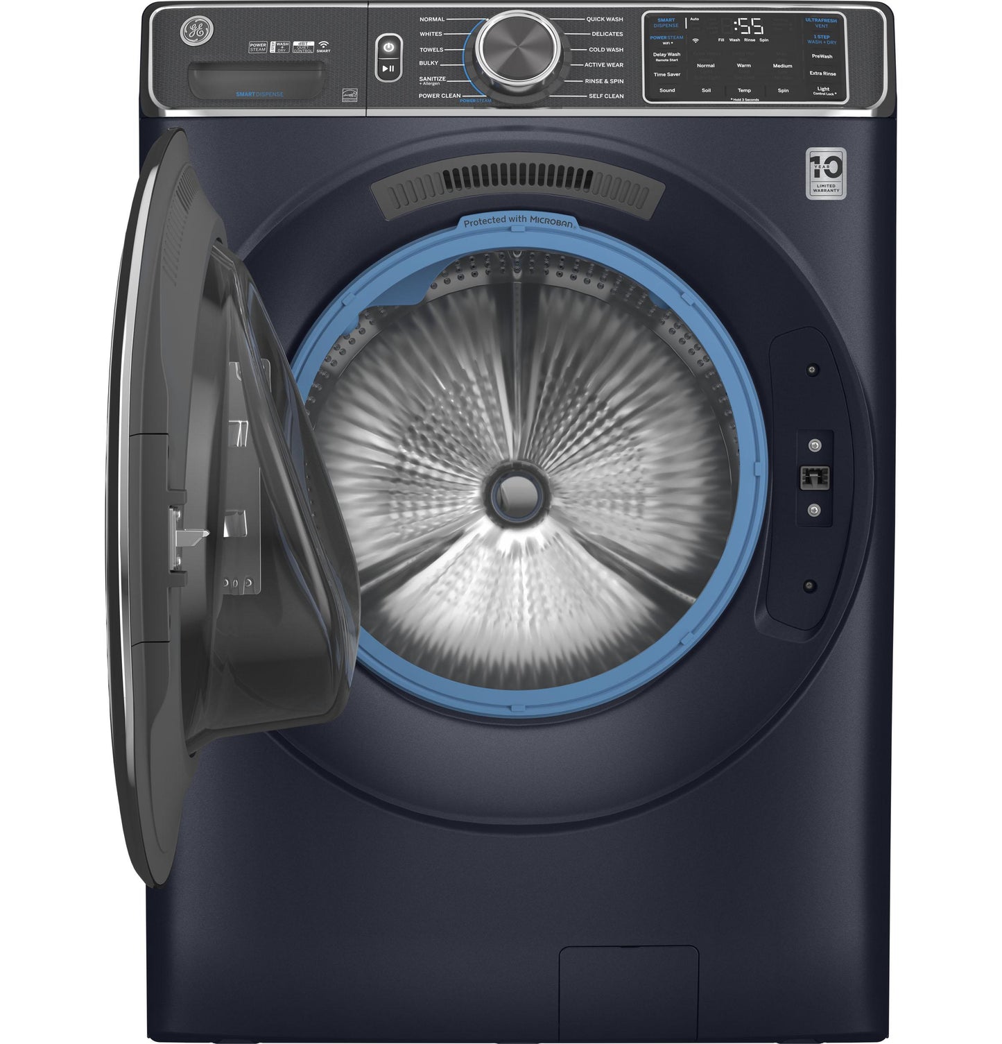 GE® ENERGY STAR® 5.0 cu. ft. Capacity Smart Front Load Steam Washer with SmartDispense™ UltraFresh Vent System with OdorBlock™ and Sanitize   Allergen