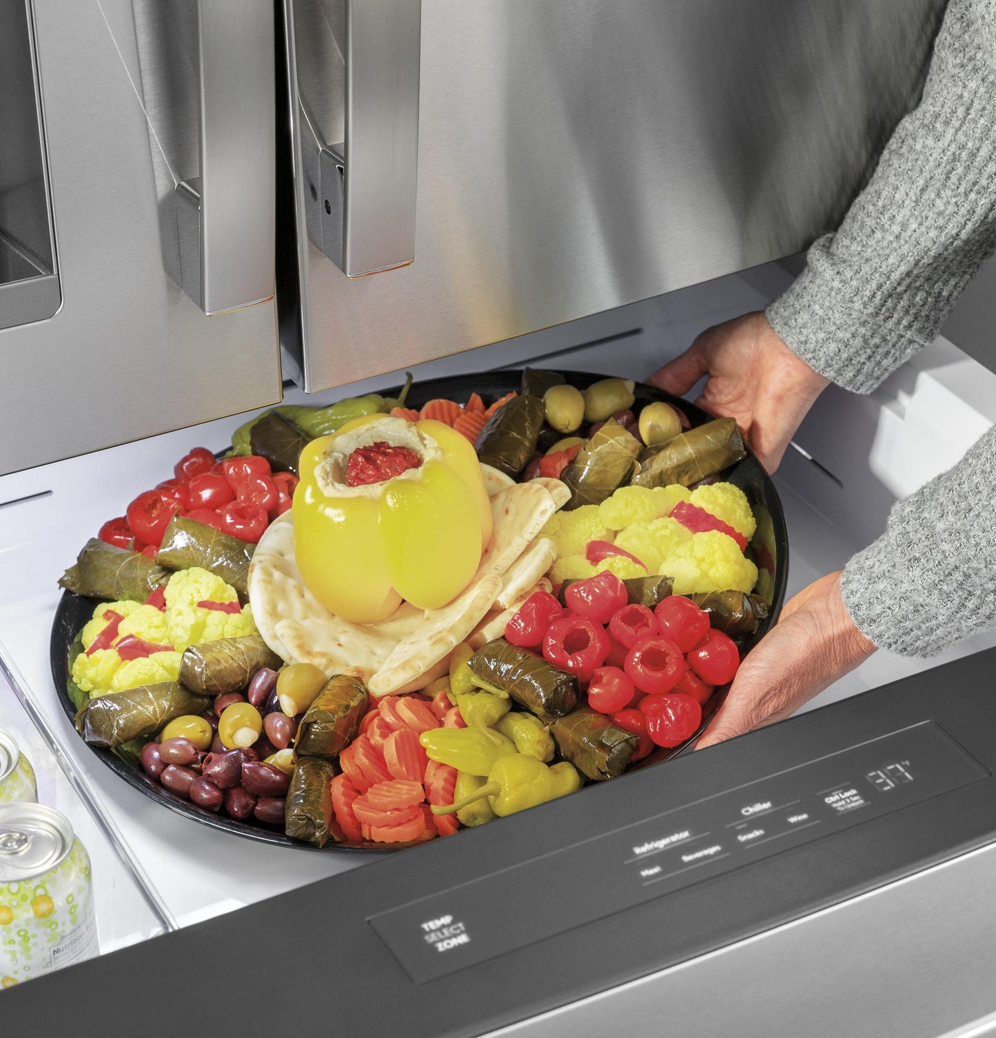 PVD28BYNFS GE Profile™ ENERGY STAR® 27.9 Cu. Ft. Smart Fingerprint Resistant 4-Door French-Door Refrigerator with Door In Door