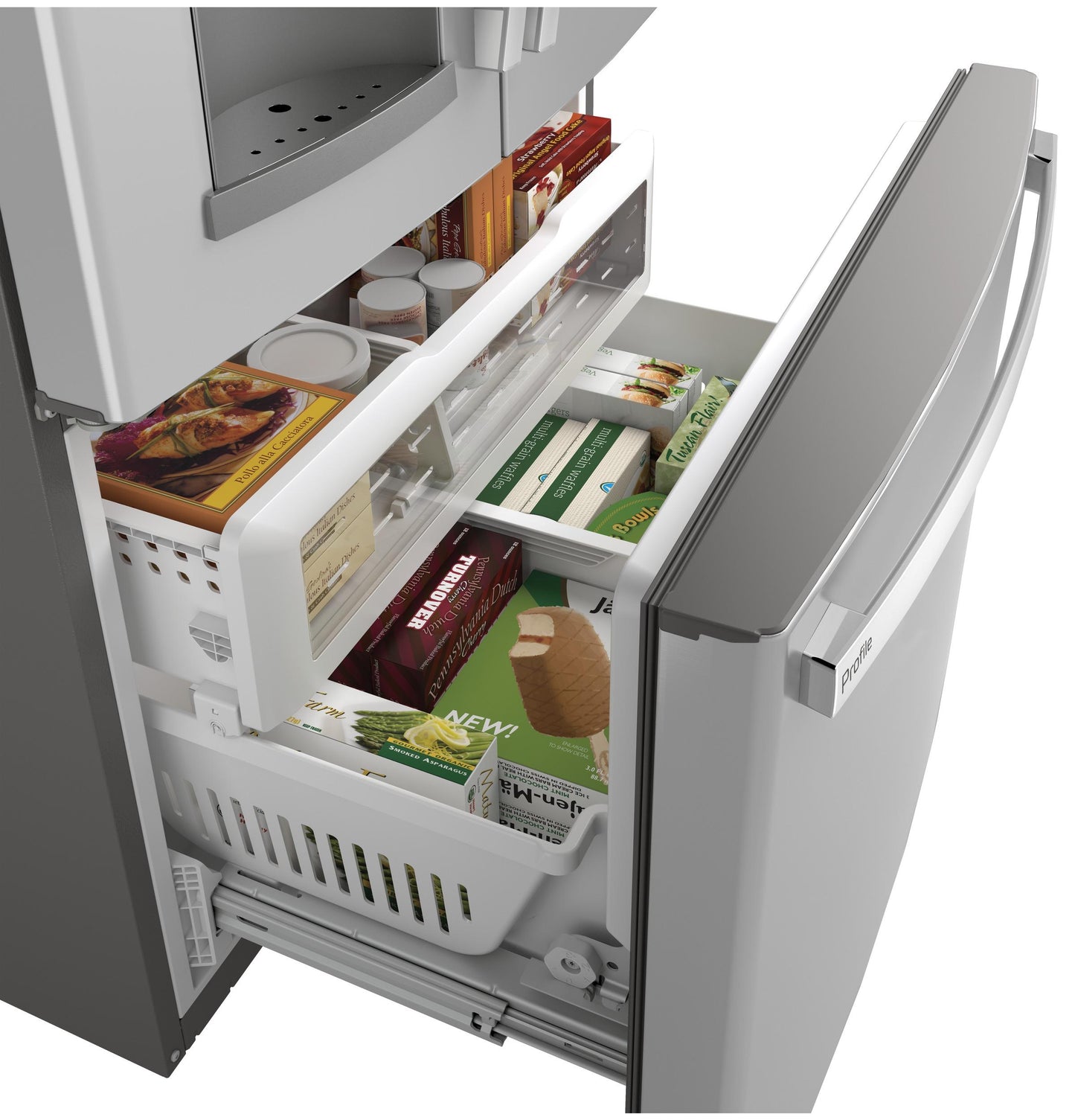 PFE28KYNFS GE Profile™ ENERGY STAR® 27.7 Cu. Ft. Fingerprint Resistant French-Door Refrigerator with Hands-Free AutoFill